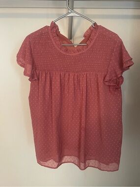 Women’s Ruffled Dot Smocked Blouse - Rose Pink